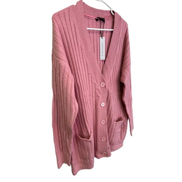 Santuary NWT Women Size S Pink Ribbed Button Long Sleeve Knit‎ Sweater Cardigan - Picture 2 of 12